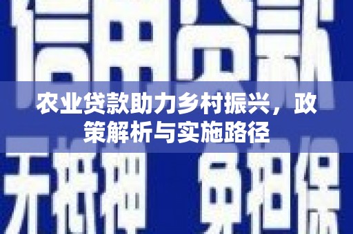 沙坪坝农业贷款助力乡村振兴，政策解析与实施路径