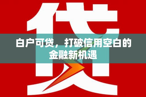 沙坪坝白户可贷，打破信用空白的金融新机遇