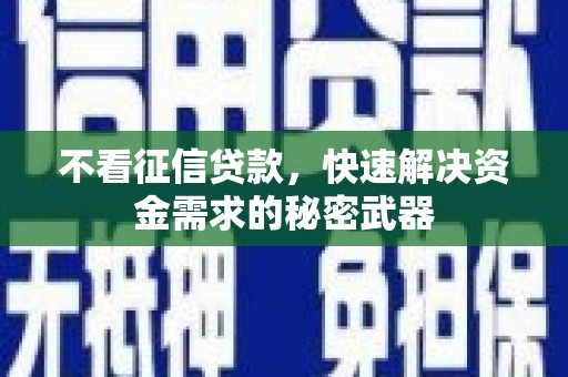 沙坪坝不看征信贷款，快速解决资金需求的秘密武器