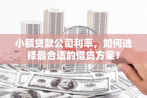 沙坪坝小额贷款公司利率，如何选择最合适的借贷方案？